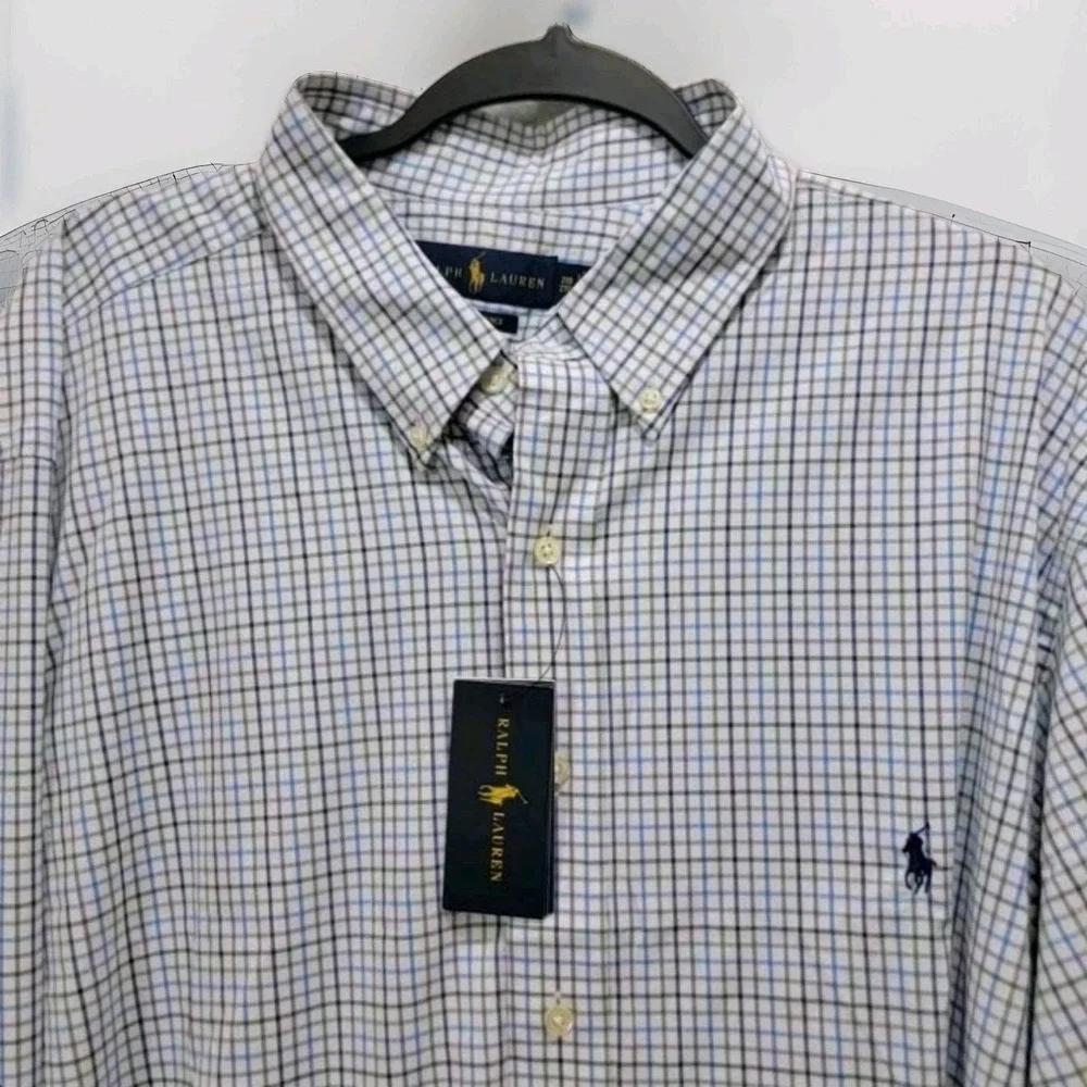 NWT Polo Ralph Lauren Performance Shirt Mens 2XB 2TG Gingham Check‎ Long-Sleeve